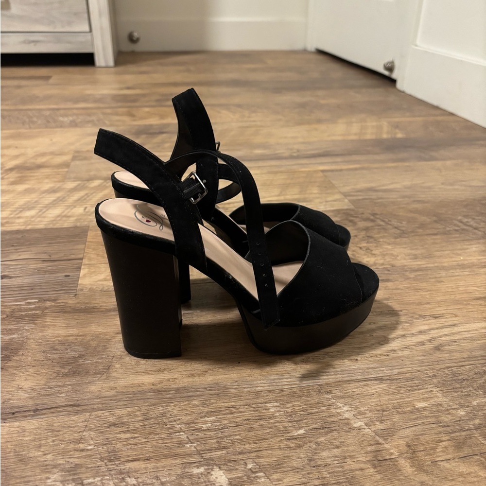 Black block heels